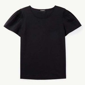 Ann Taylor Black Ruched Shoulder Crewneck Tee - NWT, M, Black